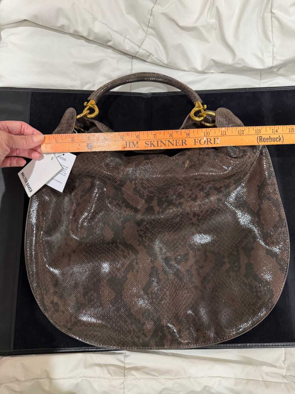 Walter Baker Brown leather Python-Texture Top-Handle Women's Bag